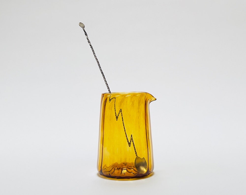 Cocktail Mixing Glass, Hand Blown, Amber